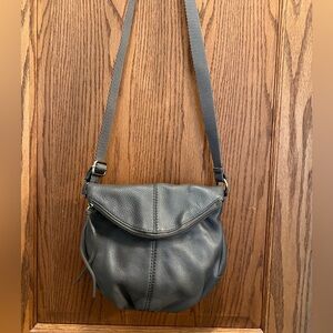 The Sak Deena Gray Pebble Leather Fold Over Crossbody Bag